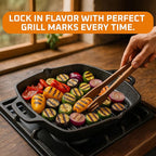 Bruntmor 13 Inch Cast Iron Pan Griddle - Pre-Seasoned Cast Iron Grill Pan for Stove Top and Outdoor Cooking - No Stick Grilling Pan with Ridges for Meats, Steaks and Vegetables - Induction Compatible