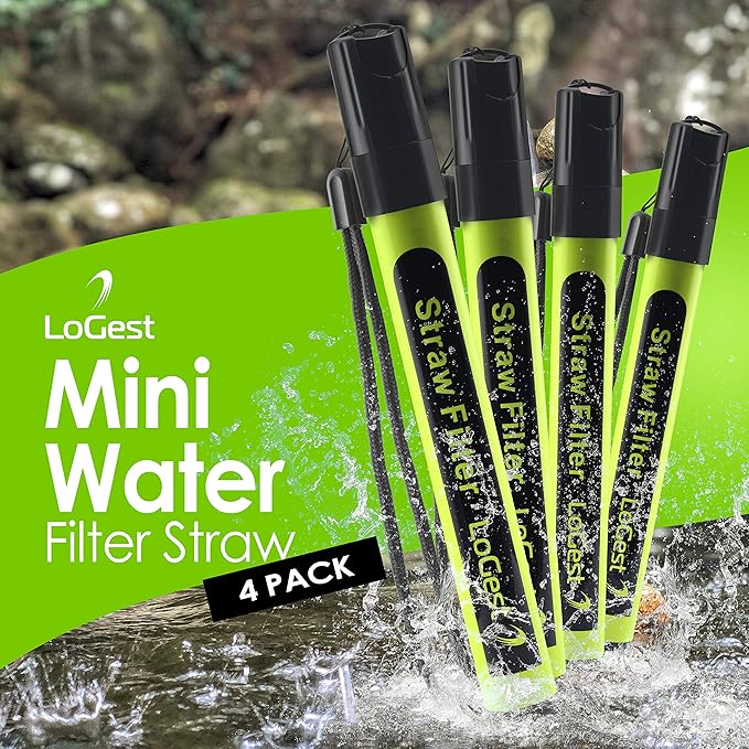 4 Pack Water Filter Straw - Water Purifying Device - Portable Personal Water Filtration Survival - for Emergency Kits Outdoor Activities and Hiking - Water Filter Camping Travel Survival Backpacking
