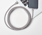 Amazon Basics USB-C to USB-A 3.1 Gen 1 Fast Charger Cable, Double Braided Nylon Cord, 5Gbps High-Speed for Apple iPhone 16/15, iPad, Samsung Galaxy, Tablets, Laptops, 10 Foot, Dark Gray (Pack of 2)