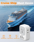 TESSAN 2 Prong to 3 Prong Outlet Adapter 2 Pack, US to Japan Plug Adapter with 4 Outlets 3 USB (1 USB C PD 20W), Outlet Adaptor US to Japan China Mexico Philippines Canada Peru Thailand Vietnam