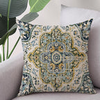 Outdoor Waterproof Pillow Covers - 18 x 18 Inch Set of 2 Bohemian Vintage Carpet Pattern Pillow Covers in Green and Blue Ethnic Design for Decorative Farmhouse, Couch, Garden, Balcony