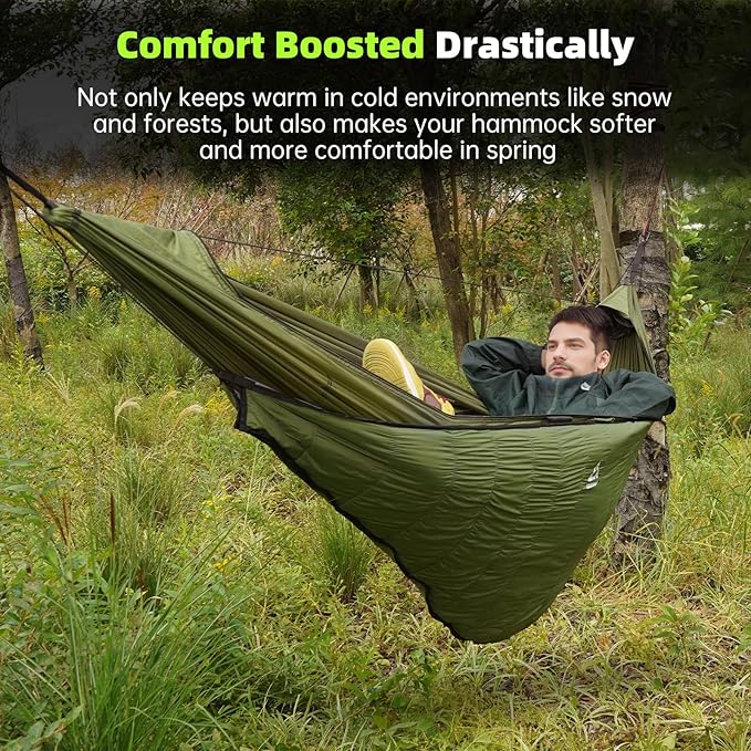 Hammock Underquilt for Camping Hammock, Full Length Camping Quilt for Lightweight Soft Warm 3-4 Seasons 41-68°F, Great for Hiking Backpacking Traveling Beach (Hold Up to 500lbs)