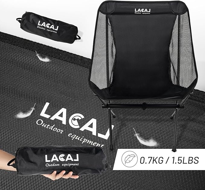 Ultra-Light Folding Camping Chair, All-Aluminum Frame, Surper Breathable Fabric, Easy to Carry, Compact Storage Size (2, Black)