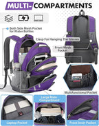 ProEtrade Backpack Bookbag for College Laptop Travel, Fit Laptop Up to 15.6 inch with USB Charging Port Multi Compartment Anti theft, Gift for Women Men (Purple)