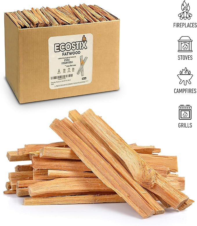Eco-Stix Fatwood Fire Starter Kindling Firewood Sticks Bulk Packaged Firestarters 100% All Natural Resi ECOSTIX 25LB