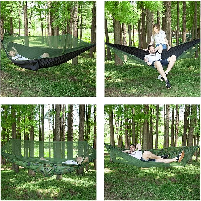Camping Hammock with Mosquito Net and Rain Fly - Travel Hammock Bug Net - Hammock Tent for Outdoor Hiking Backpacking Travel Camping Accessories and Camping Gear…