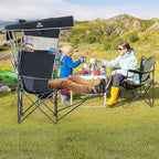 Nice C Chair with Canopy, Heated Camping Chair with Battery, Outdoor Sports Chairs with Shade, Heated Folding Umbrella Chairs, with Removable Footrest (2-Pack)