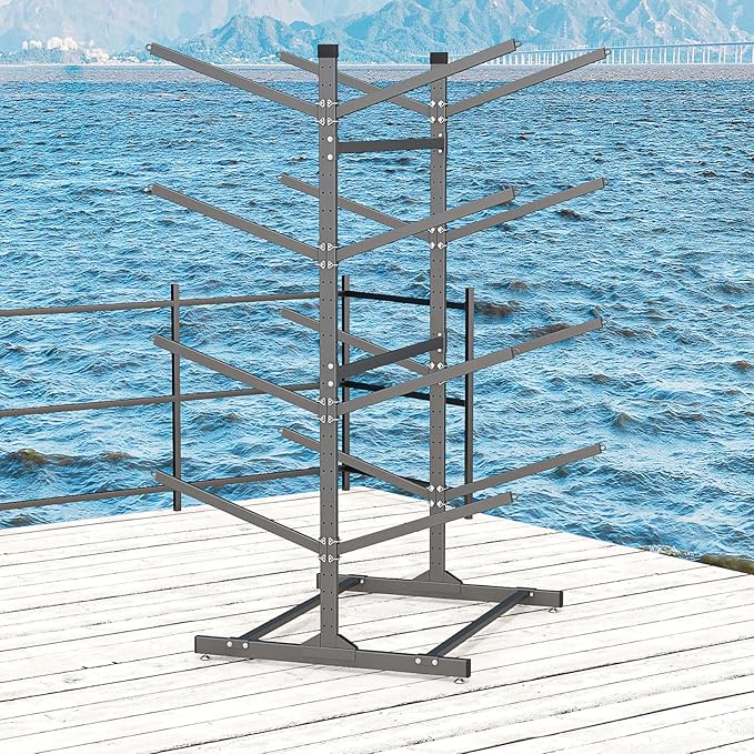 Kayak Storage Rack, Heavy-Duty Metal Kayak Storage Rack Adjustable Freestanding Kayak Stand, Canoe and Paddleboard Kayak Rack for Indoor & Outdoor Use