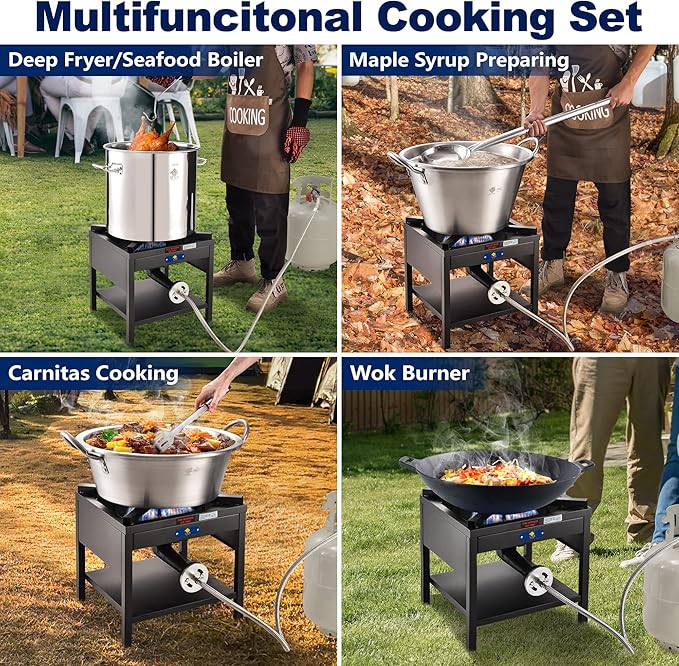 ARC Single Burner Propane Stove, 200,000BTU Cast Iron High Pressure Outdoor Propane Burner Cooker,16.5"Heavy Duty Square Stove, Great For Outdoor Cooking Turkey Fry,Seafood Boil,Homebrewing