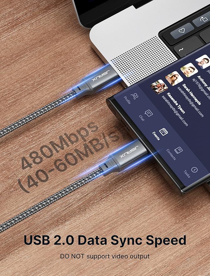 JSAUX 100W USB C Cable [2-Pack 6.6FT], Type C Fast Charging Cord for iPhone 17e/iPhone 17/iPhone Air/iPhone 17 Pro/iPhone 17 Pro Max, iPhone 16/15 Series, Galaxy S/Note, MacBook Pro Air, iPad - Grey