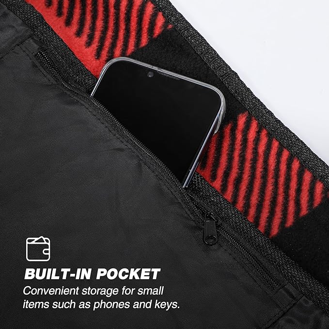 REDCAMP Extra Large Waterproof Stadium Blanket for Cold Weather, Soft Warm Fleece Camping Blanket Windproof for Camping, Hiking, Traveling, Picnic Sports, 79"x 79" Red and Black Grid