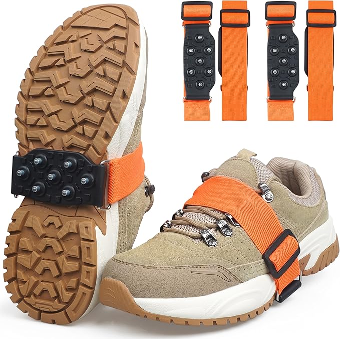 Ice Cleats Mid-Sole Snow Traction Cleats Crampons for Shoes and Boots Easily Rotate Non Slip Ice Grippers Shoes Boots Cleats for Winter Walking on Snow Ice Men Women