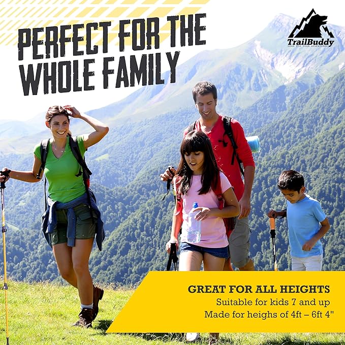 TrailBuddy Trekking Poles – Lightweight 7075 Aluminum Hiking Poles for Women, Men & Seniors – Collapsible Walking Sticks for Travel, Trails & Balance