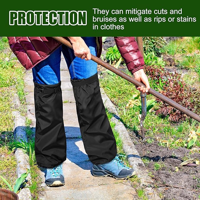 Adnee 2 PCS Lawn Care Leg Gaiters-Weed Eating Leg Protectors-Garden Trimming Leg Chaps-Adjustable Leg Guards for Garden and Farm Working, Black
