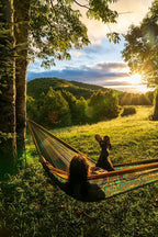 ENO DoubleNest Hammock - Lightweight, Portable, 1 to 2 Person Hammock - for Camping, Hiking, Backpacking, Travel, a Festival, or The Beach - Mantra/Gold