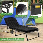 Folding Camping Cot with Mattress for Adults up to 440lbs - Heavy Duty Foldable Bed with Removable Cot Mattress and 3 Recline Positions for Travel, Camp, Beach or Guest Bed by Wakeman Outdoors (Black)