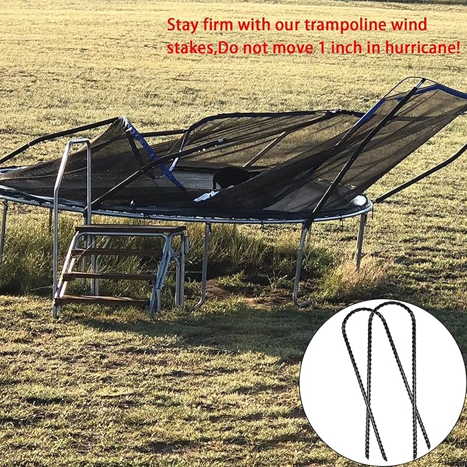 10"x2" Trampolines Wind Stakes Heavy Duty U Shape Galvanized Steel Trampoline Stakes Ground Anchors with Sharp End for Camping Tent, Garden Staples, Trampoline Pins (24)
