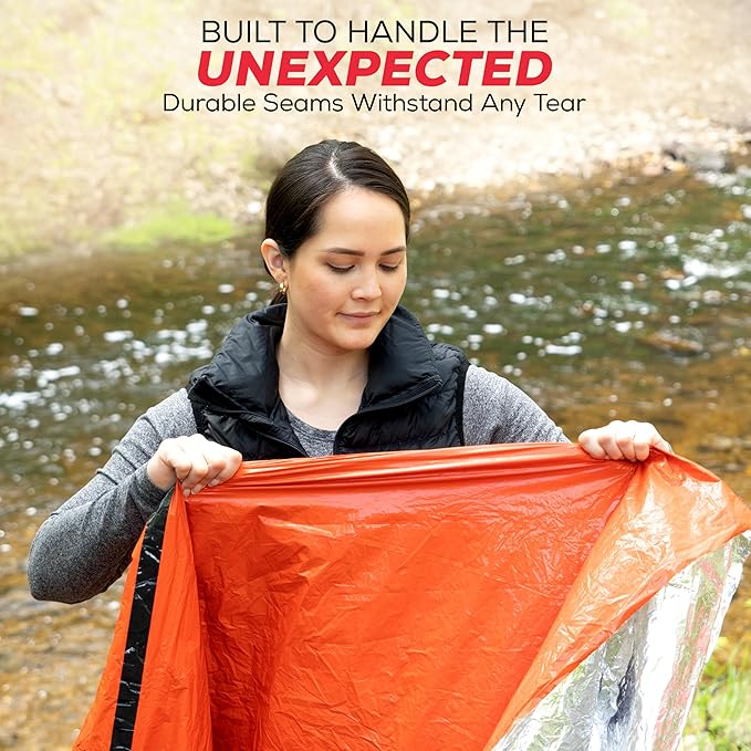 Emergency Sleeping Bag 3 Pack | for Survival Gear and Supplies Life Bivy Sack Waterproof Mylar Emergency Blankets for Survival Kit Car Camping Gear Hiking Tac Bivvy Go Bag Supplies Sleep Sacks Shelter