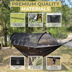 ADVOKAIR Camping Hammock with Mosquito Net Up to 500lbs, Ultralight and Portable Nylon Travel Hanging Hammock with Tree Straps, Perfect for Outside, Backpacking, Hiking and Backyard