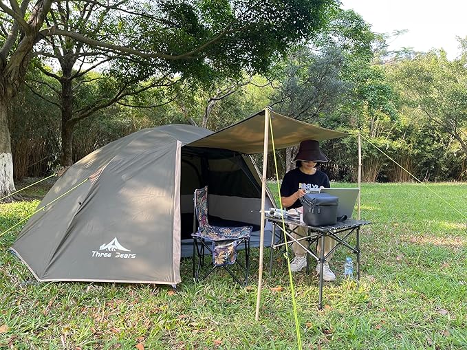 ThreeBears 4-Person Backpacking Tent Shelter, 3000mm Waterproof, Easy Setup, Spacious for Family Outdoor Adventures, Hiking, and Camping Trips
