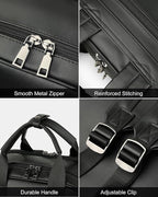 MASINTOR Leather Laptop Backpack for Women, Stylish Computer Backpack College Business Work Shoulder Bags Work and Travel Black