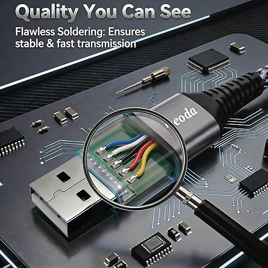Micro USB Cable 10 ft, Android Charger Cord, High-Speed Fast Charging & Data Sync, Braided Nylon Durable Lead for Samsung Galaxy S7 S6 J7, Kindle, PS4/Xbox, Security Camera (Gray)