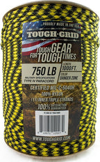 TOUGH-GRID Paracord Rope 750 lbs Nylon Parachute Cord, Made in USA Survival Kit, Outdoor Adventures, Camping, Tactical Gear & Emergency Supplies, Military Type IV Mil-Spec