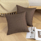 Kevin Textile Pack of 2 Outdoor Waterproof Pillow Covers Throw Pillow Covers Decorative Pillowcases Classic Checkered Pillow Cases for Sofa Couch Patio Garden 24x24 Inch Brown