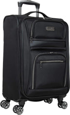 Kenneth Cole REACTION Rugged Roamer Lightweight Softside Expandable 8-Wheel Spinner Luggage, Black, 2-Piece (20” Carry-On/28” Check Size)
