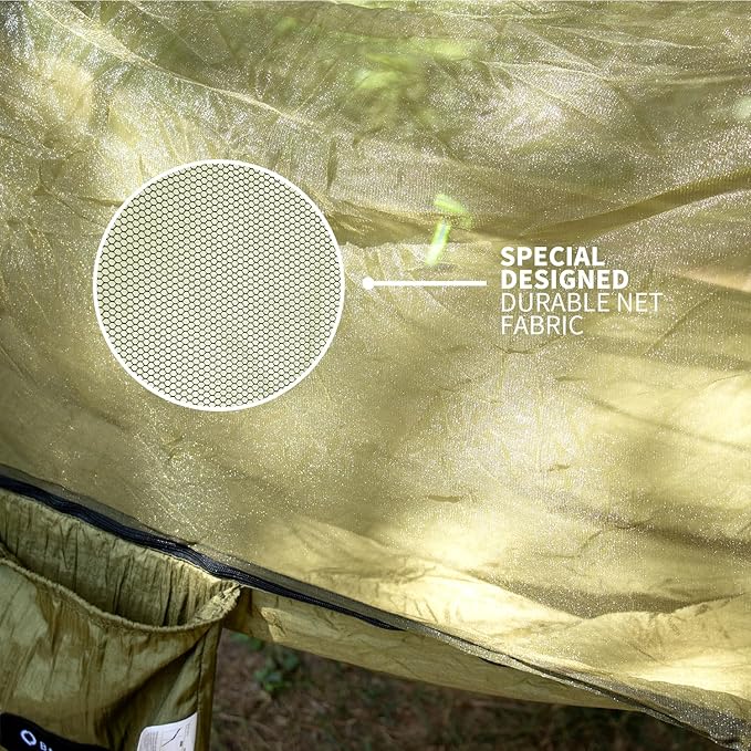Hammock with Mosquito Net - Lightweight, Portable, 1 Person Hammock - for Camping, Hiking, Backpacking, Travel, a Festival, or The Beach