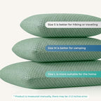 Travel Pillow Memory Foam Pillows, Camping Pillow- Compressible Medium Firm, Breathable Cover, Ideal Backpacking Hiking, Bed Pillows, Airplane and Car (Green, S)