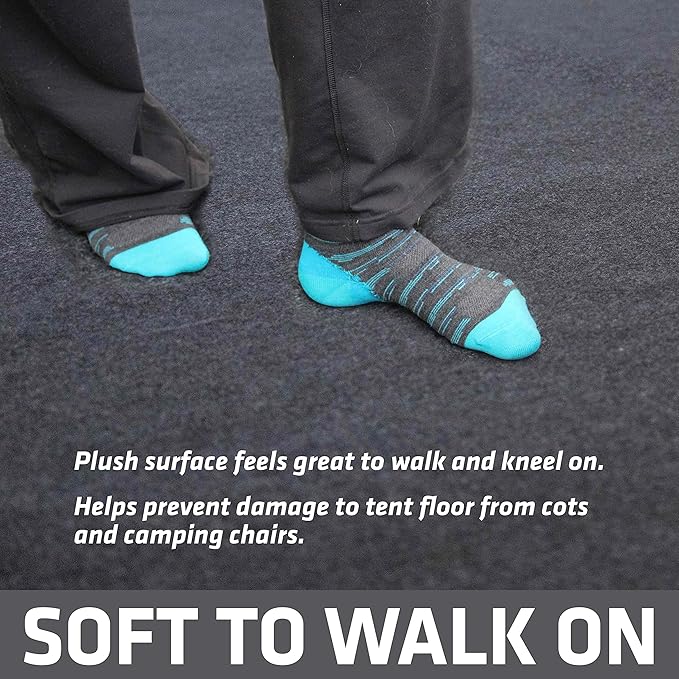 Drymate Tent Carpet Mat, Protective Waterproof Liner Keeps You Warm & Dry, Camping Floor Rug Accessory (7'4" x 8'4"), Durable, Lightweight, Soft & Comfortable, Trimmable Material (USA Made) (Charcoal)