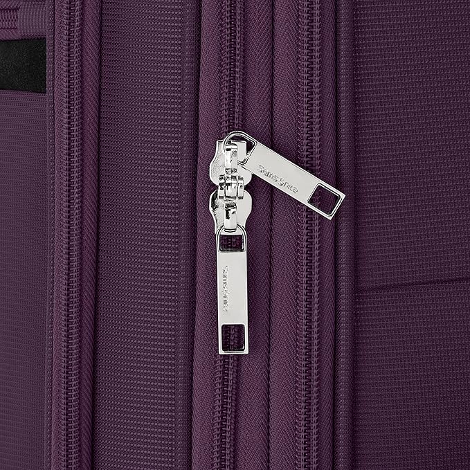 Samsonite Soft-Sided 29-Inch Lightweight Large Checked Expandable Element Suitcase: Durable, 360° Spinner Wheels, Adjustable Telescopic Handle, 2 Front & 1 Side Pocket- Purple