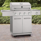 Kenmore 4-Burner BBQ Gas Grill with Searing Side Burner, Stainless Steel Propane Grill, 52,000 BTUs, Cabinet Style, Includes Warming Rack, Electronic Ignition & Stainless Steel Cooking Grates