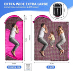 0 Degree Sleeping Bag for Cold Weather,100% Cotton Flannel XXL for Adults Big and Tall Cold Weather Winter Zero Degree Camping,Free Compression Sack