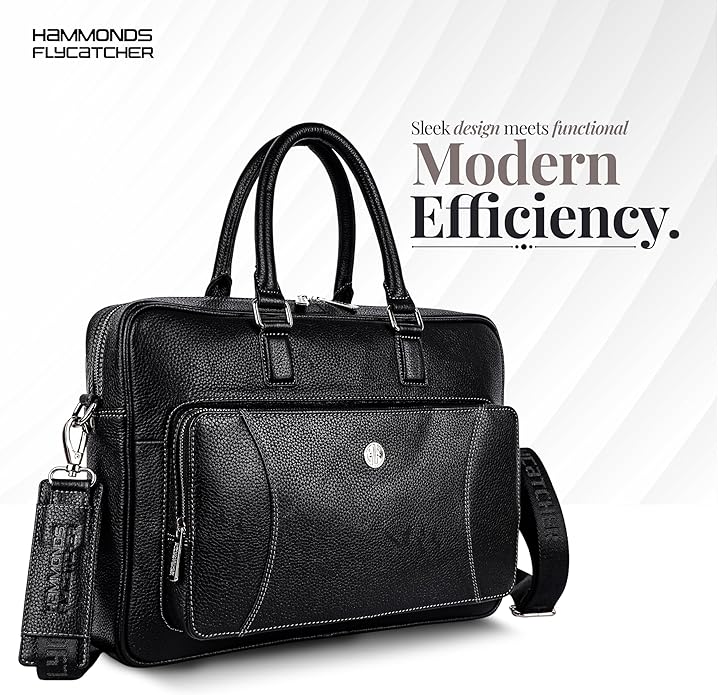 HAMMONDS FLYCATCHER Genuine Leather Laptop Bag for Men, Padded 15.6" Laptop Sleeve, Leather Messenger Bag for Men Briefcases