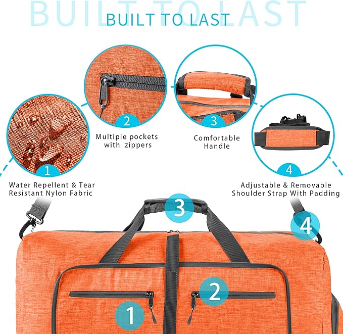 Vomgomfom Travel Duffle Bag for Men,65L 85L 115L Foldable Travel Duffel Bag with Shoes Compartment Overnight Bag for Men Women