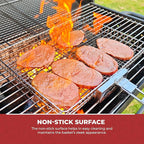 LUSSIER Grilling Basket for Outdoor Grill – Large Foldable Stainless Steel Barbeque Basket with Removable Handle, Skewers & Basting Brush Non-Stick BBQ Grill Basket for Veggies, Fish & Shrimps