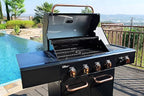 Kenmore 4-Burner BBQ Gas Grill with Searing Side Burner, Propane Grill, 52,000 BTUs, Warming Rack, Electronic Ignition & Cast Iron Cooking Grates, Black/Copper