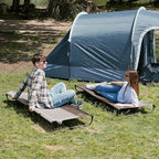 TIMBER RIDGE Lightweight Aluminum Camping Cot, 20-Second Quick Set-Up Folding Cot with Zipper Closure, Portable Carry Bag Included for Camping, Travel and Outdoors, Support up to 225lbs, Tan 2pcs