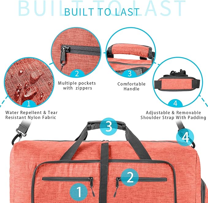 Vomgomfom Travel Duffle Bag for Men,65L 85L 115L Foldable Travel Duffel Bag with Shoes Compartment Overnight Bag for Men Women