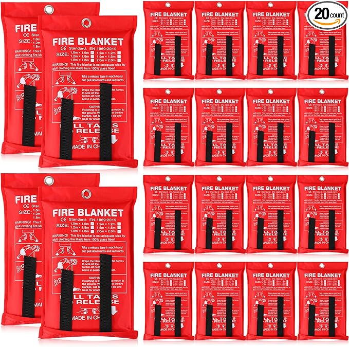 Moukeren Fire Blanket Fire Emergency Blankets for Home Kitchen, Survival Safety Flame Suppression Blanket Fiberglass Fireproof Blanket Flame Retardant Blanket for Fireplace Car Office Camping