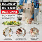 BLAZIN' GRILL Rolling Grill Basket with Removable Handle | 2 x Grilling Basket & Smoker Accessories | Grill Baskets for Outdoor Grill with BBQ Gloves | Barbecue Grill Baskets for Vegetables, Seafood & Meat