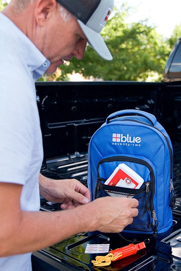 Blue Coolers Blue Seventy-Two | 72 Hour Emergency Backpack Survival Kit for 1 Person | Survival Kit for Wildfires, Earthquakes, Tornado, Hurricane, and Other Emergencies…