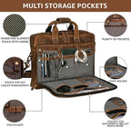 LEATHER VILLAGE 18" Leather Laptop Messenger Briefcase Bag for Men-Leather Satchel for Travel and Office Shoulder Bag- Sun Tan Brown