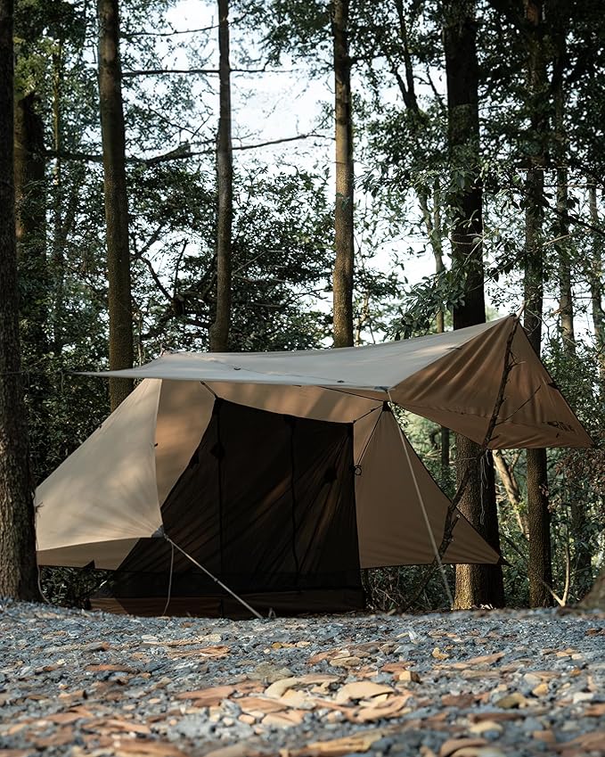 OneTigris Proteus Camping Tarp, Versatile Waterproof Lightweight Tarp Shelter with Doors, Extra Large 20.1ft x 9.2ft, Ideal for Camping, Hiking, Backpacking, Tent, Bushcraft