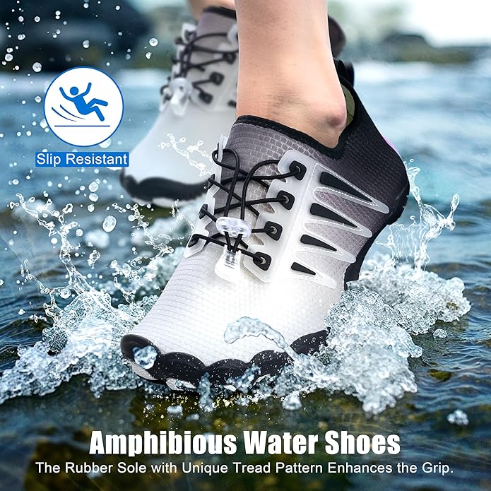 Water Shoes for Men Women, Quick-Dry Barefoot Aquashoes for Beach Swim, Water Sports Like Surf Kayak Yoga, Water Park