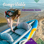 Sunlite Sports 2-Person Inflatable Kayak with Aluminum Oars (136" x 33"), High Output Air Pump and Storage Bag, Double Tandem Kayak for Adults, Two Person Canoe and Kayak, Good for Lakes and Rivers