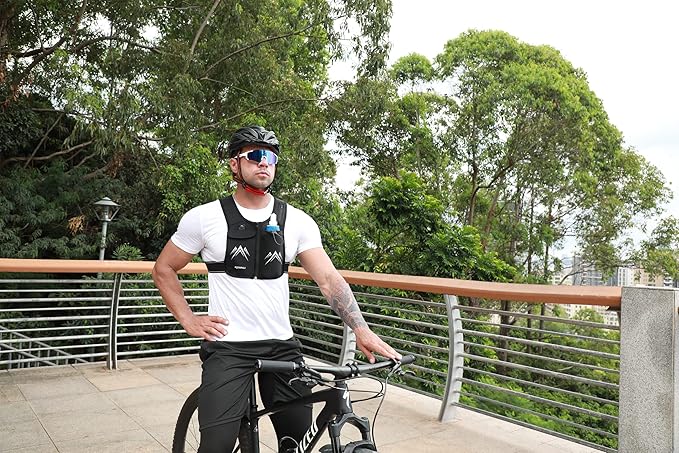 REVALI Zip Reflective Running Vests with Hydration Bottle, Adjustable Waistband & Breathable Material, Chest Pack Gear Phone Holder for Men & Women