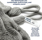 Handwoven Hammock by Yellow Leaf Hammocks - Double Size, Fits 1-2 PPL, 400lb max - Weathersafe, Super Strong, Easy to Hang, Ultra Soft, Artisan Made - Color: Grey